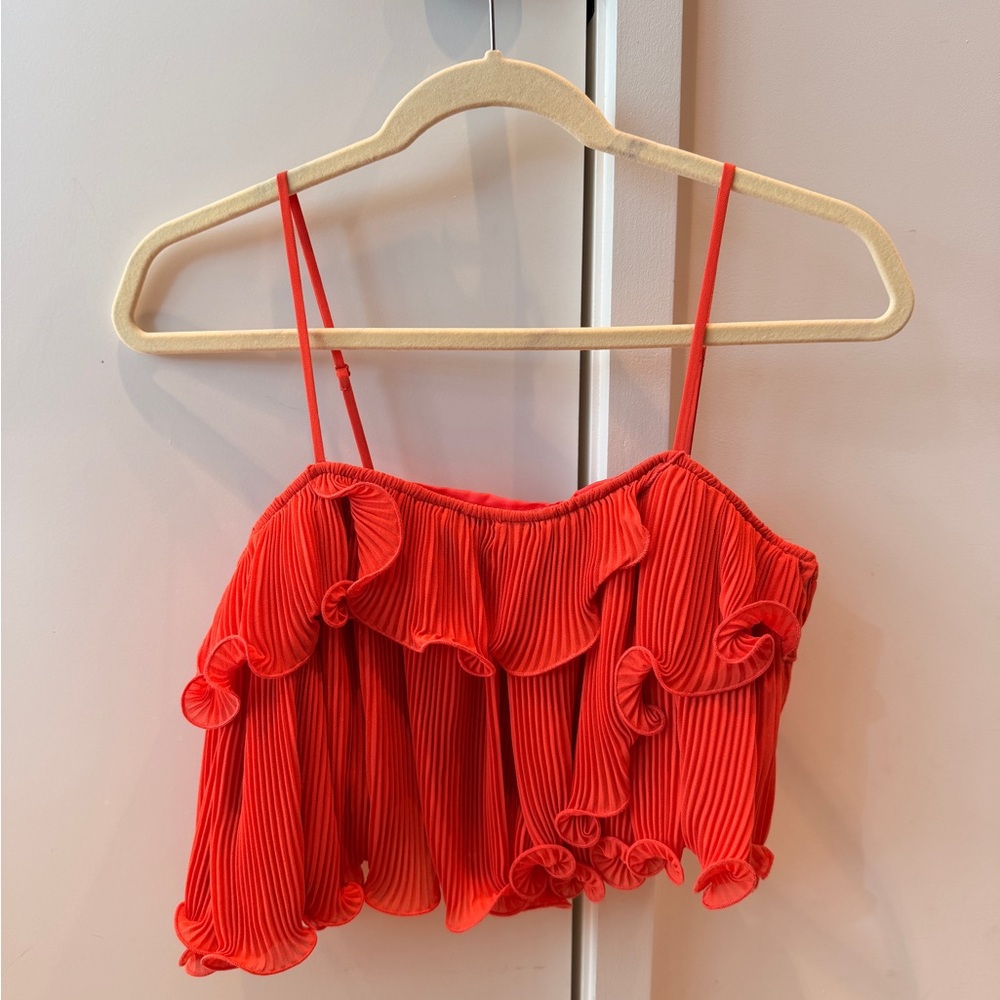 Pleated Ruffle Crop Top - Size 0